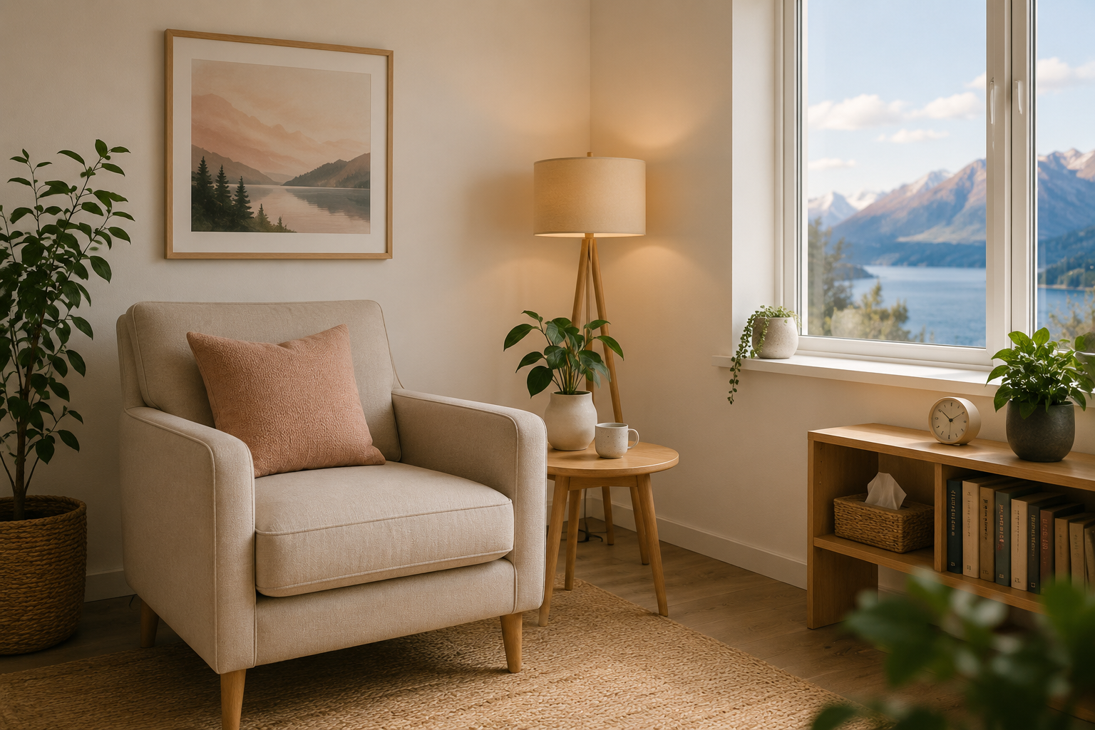 Calm therapy room illustration